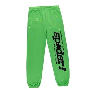Lime Sp5der Rhinestone sweatpants